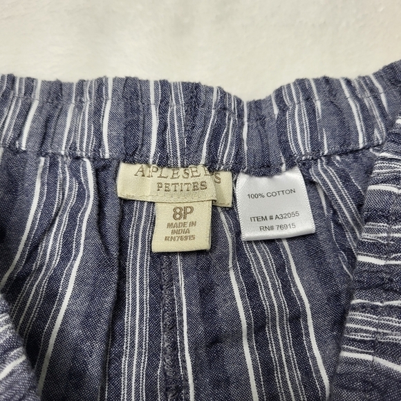 Appleseeds Cotton Striped Pants. Blue & White. Size 8P. 8 Petite - Picture 10 of 10